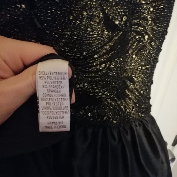 SOLD-Stunning Badgley Mischka Collection Black and Gold dress with Crystals - Picture 7 of 7